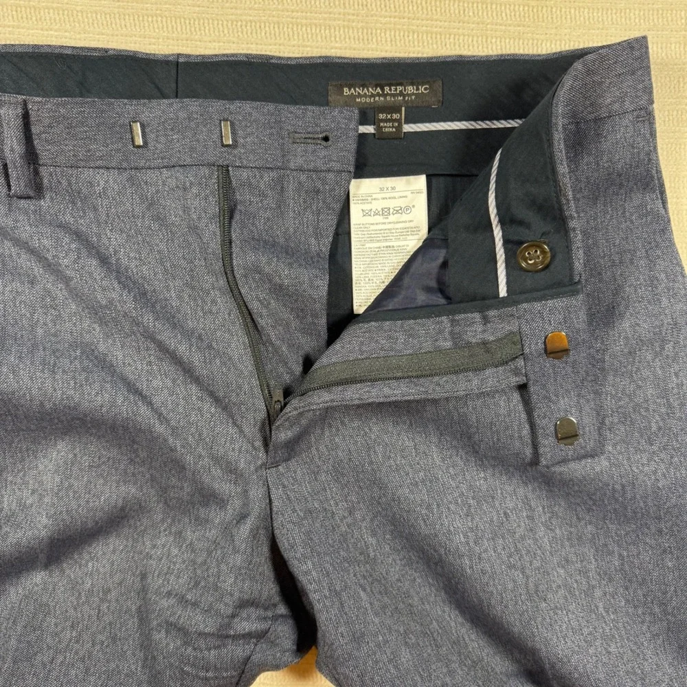 Banana Republic Modern Slim Fit Blue Wool Dress Pants 32x30 S/675113-00